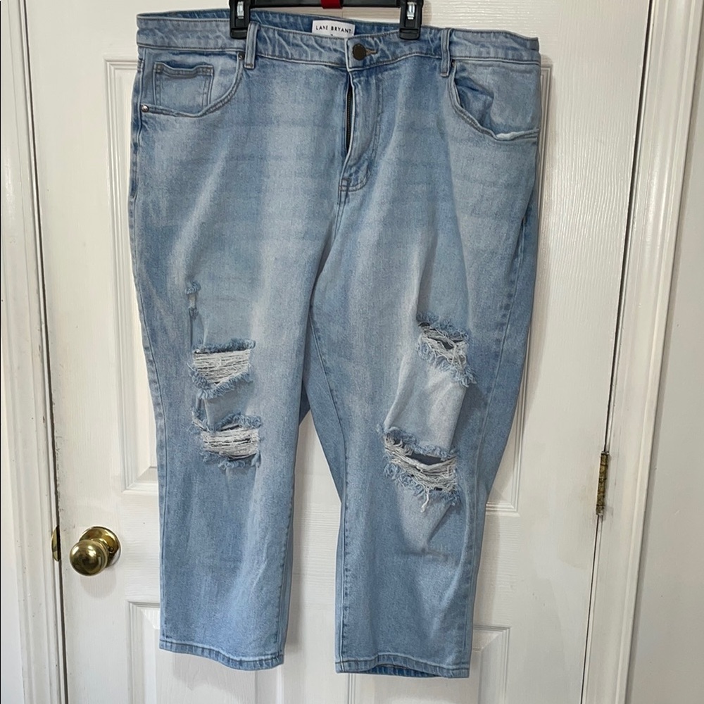 Lane Bryant Relaxed Blue Jeans with Distressed Accents